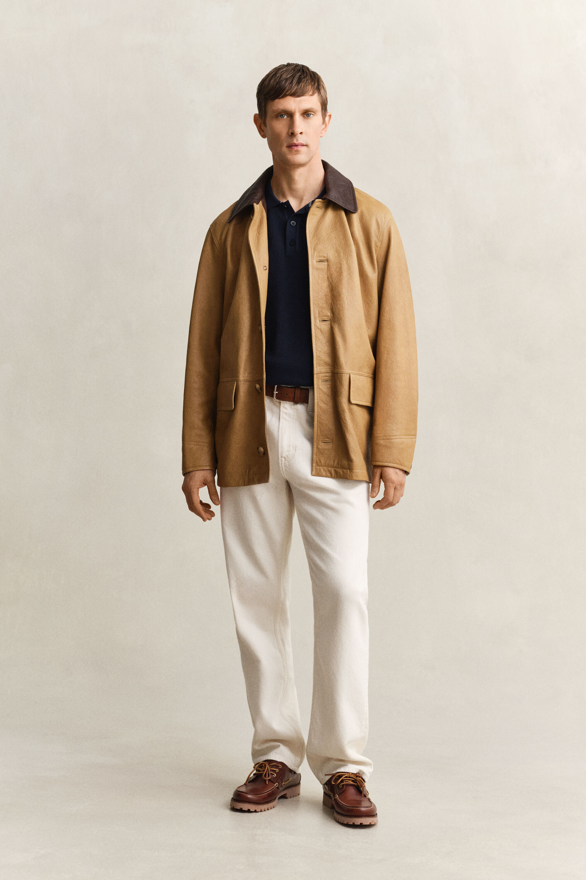 Textured Cotton Polo Sweater