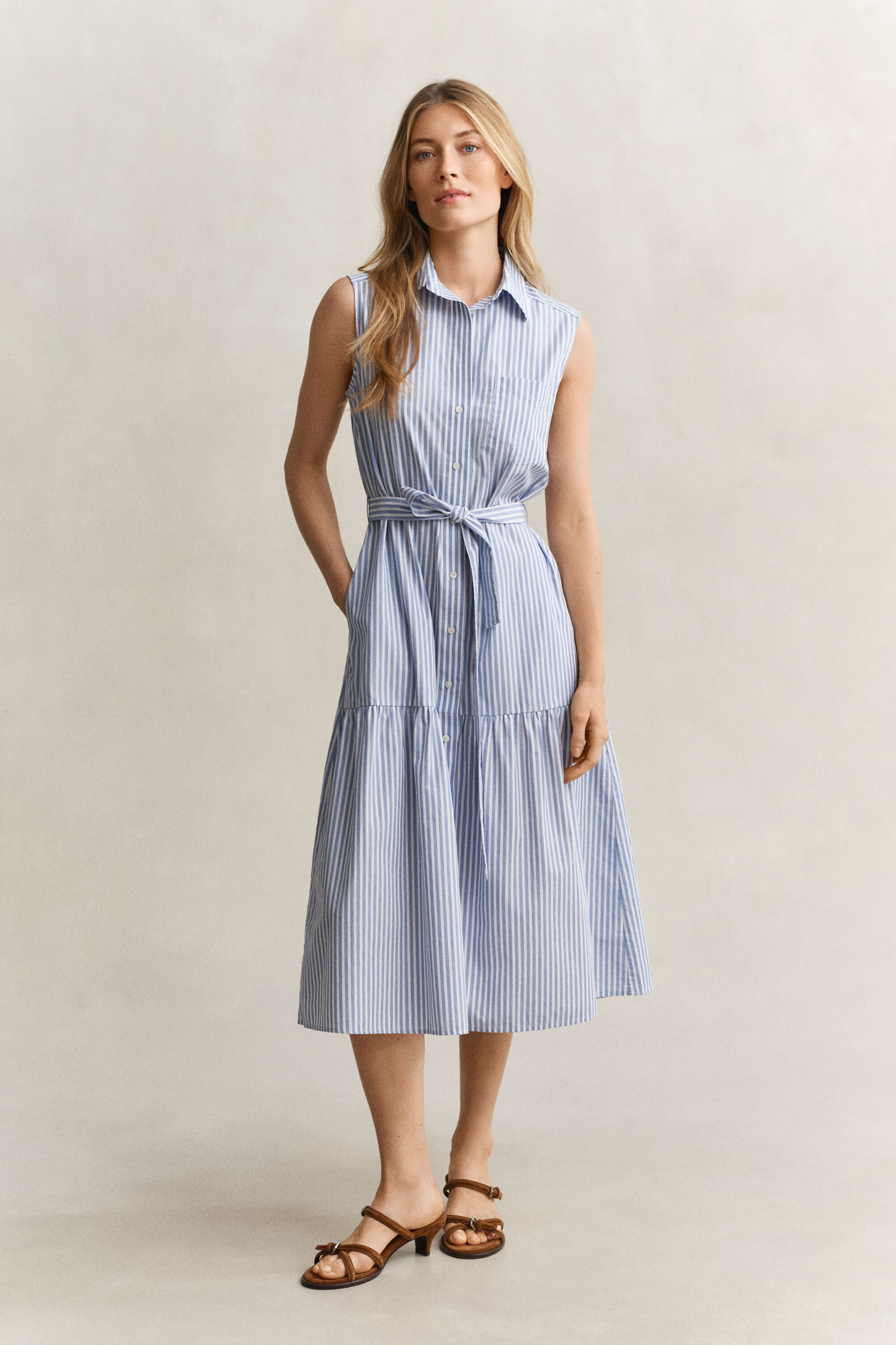Sleeveless Striped Cotton Dress