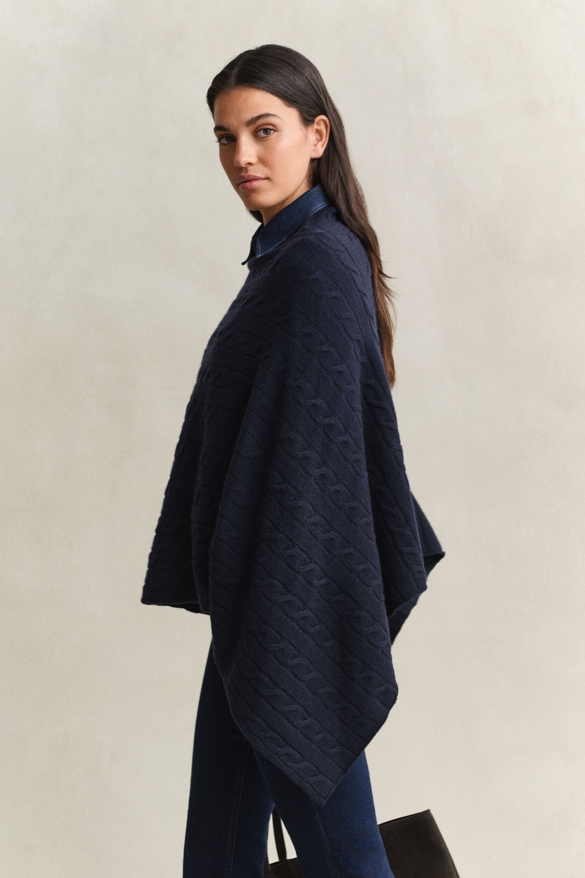 Wool Cable Knit Poncho