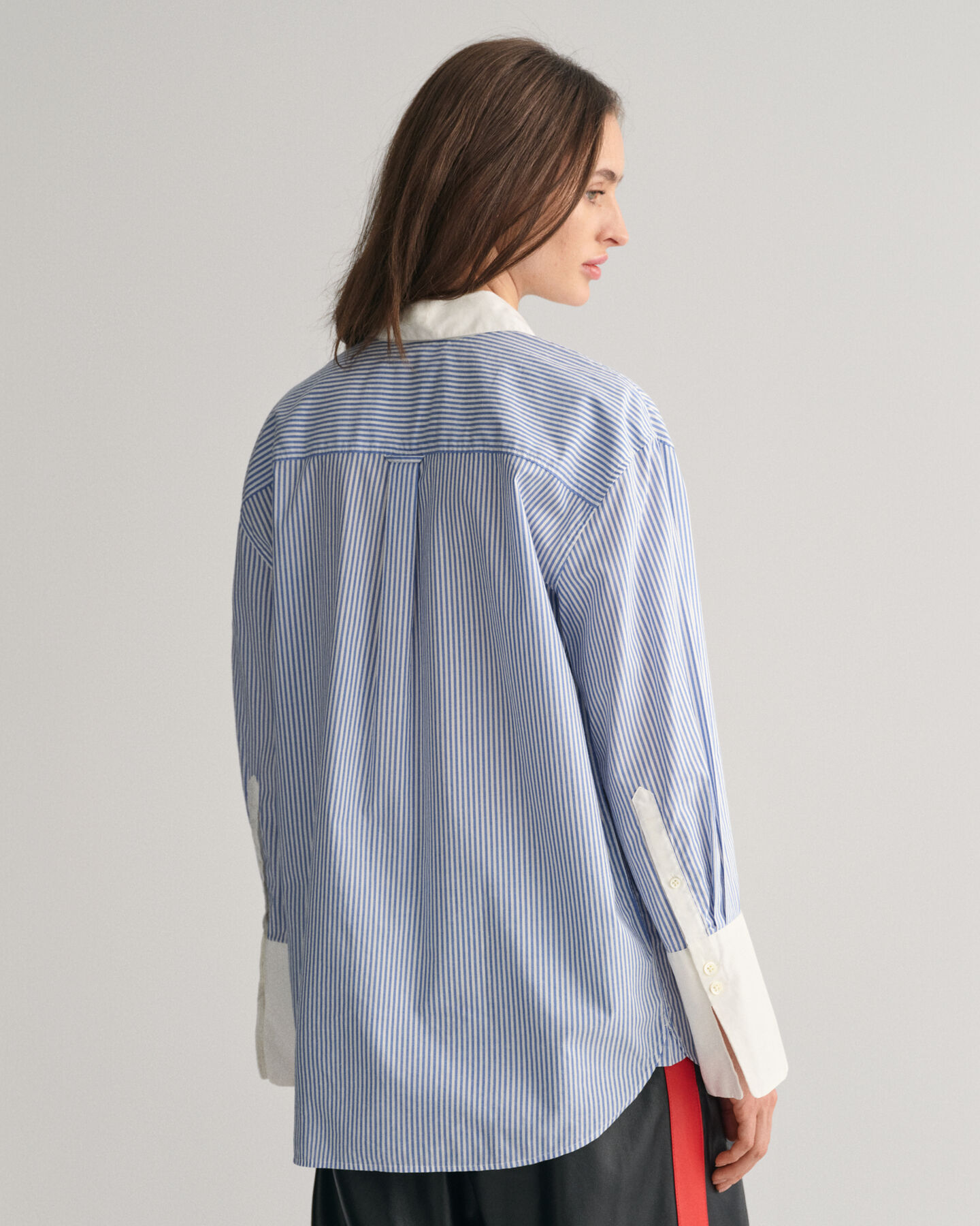 Relaxed Fit Striped Contrast Collar Shirt