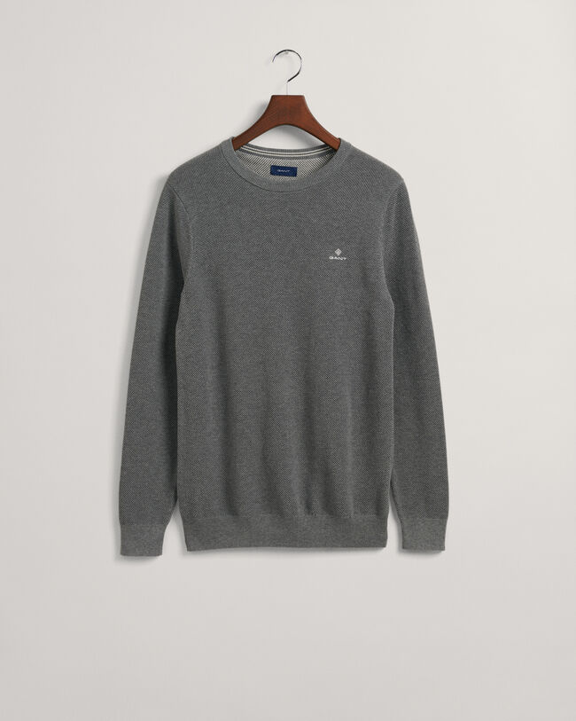 Cotton Piqu&eacute; Crew Neck Sweater