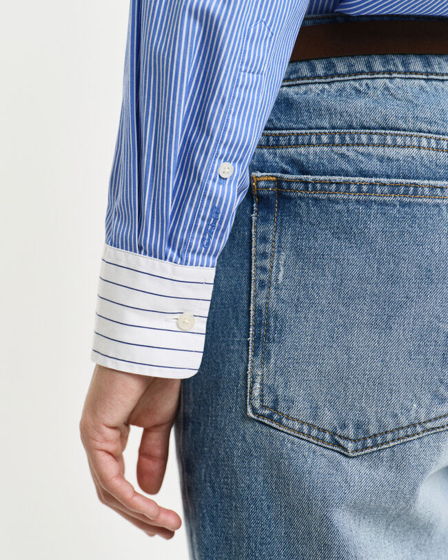 Relaxed Fit Mixed Stripe Poplin Shirt
