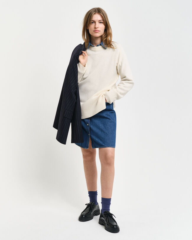 Wool Cashmere Blend Crew Neck Sweater