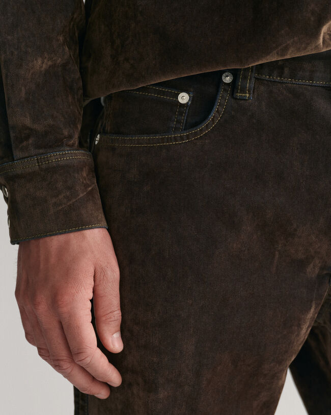 Relaxed Fit Flocked Velvet Jeans