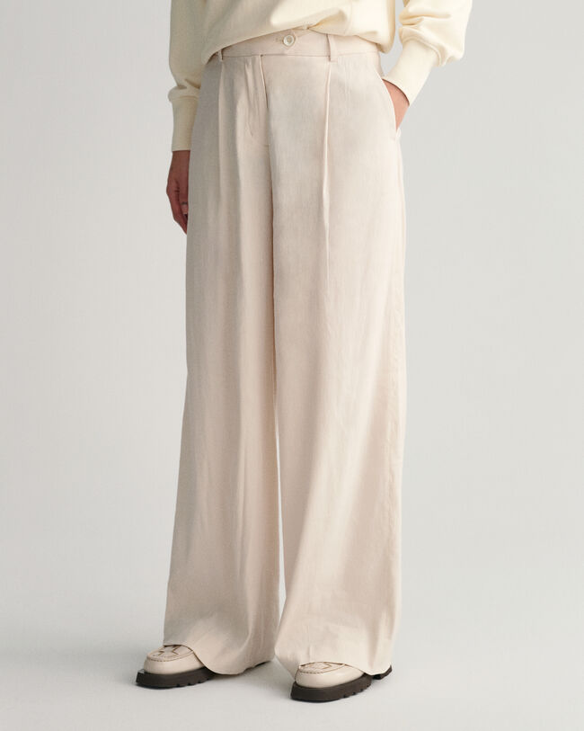 Wide Leg Stretch Linen Pants