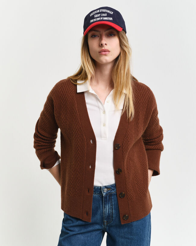 Herringbone V-Neck Cardigan