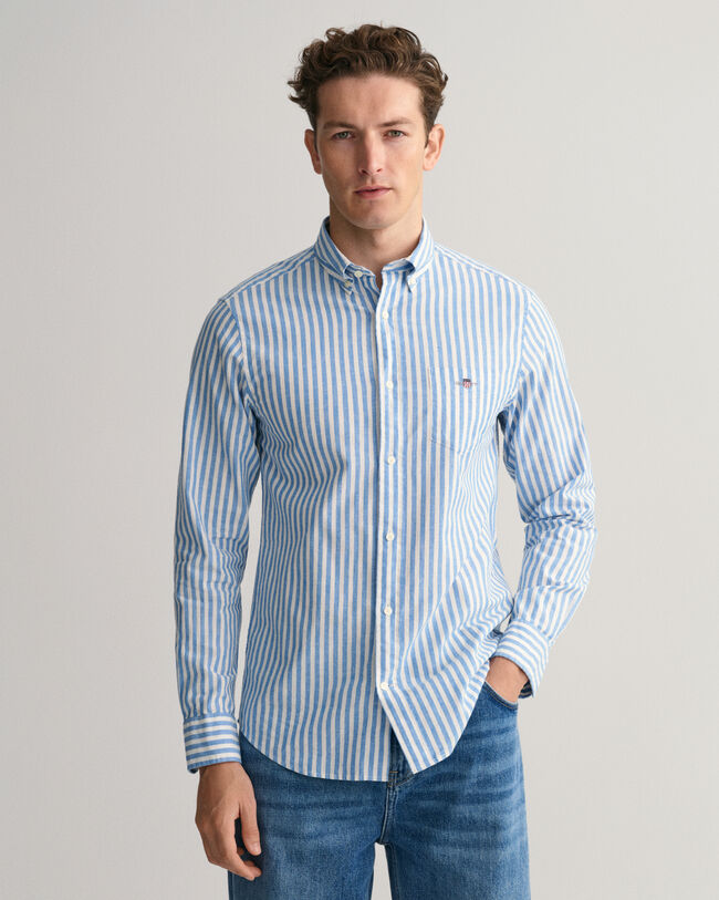Regular Fit Striped Cotton Linen Shirt