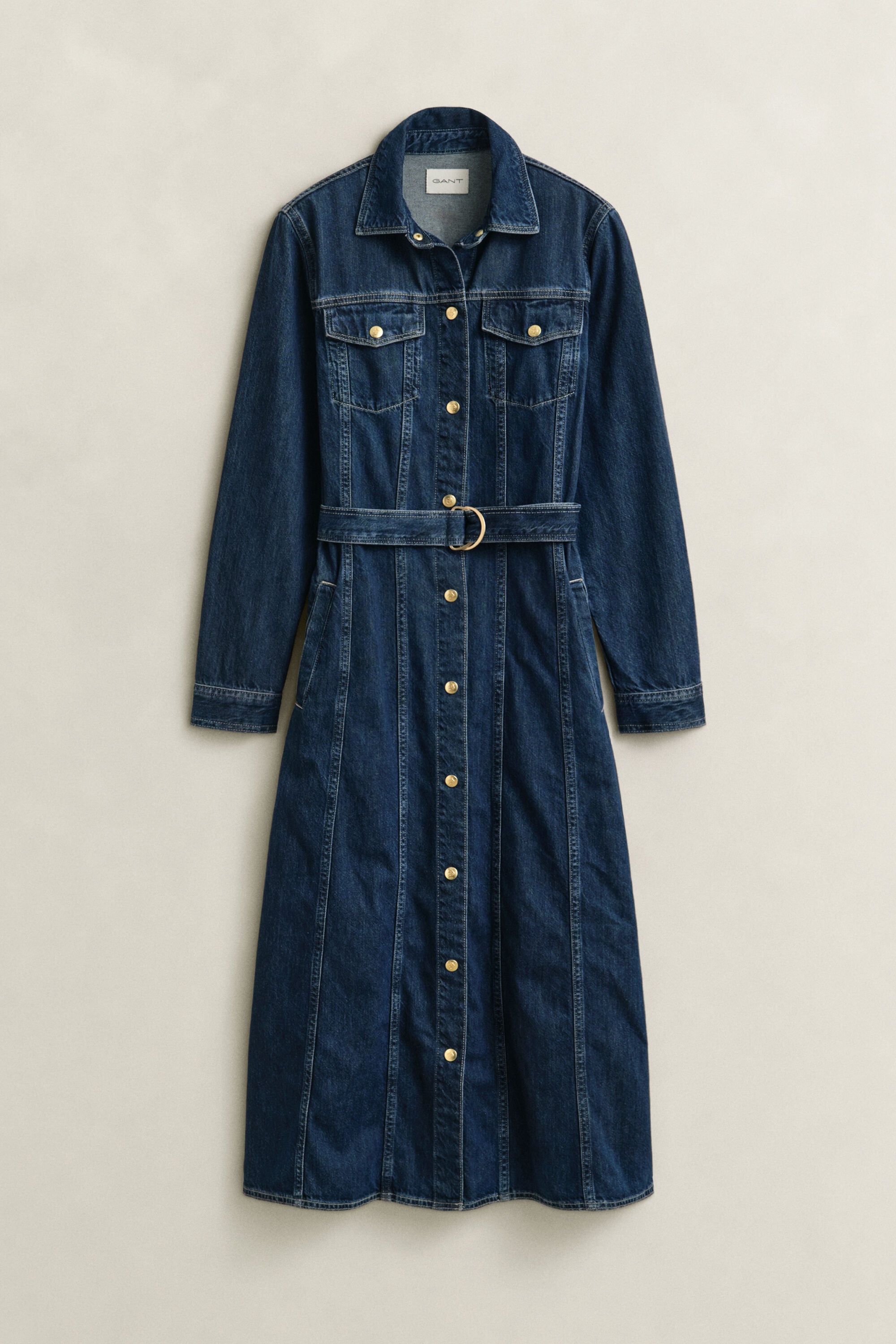 Belted Denim Midi Dress