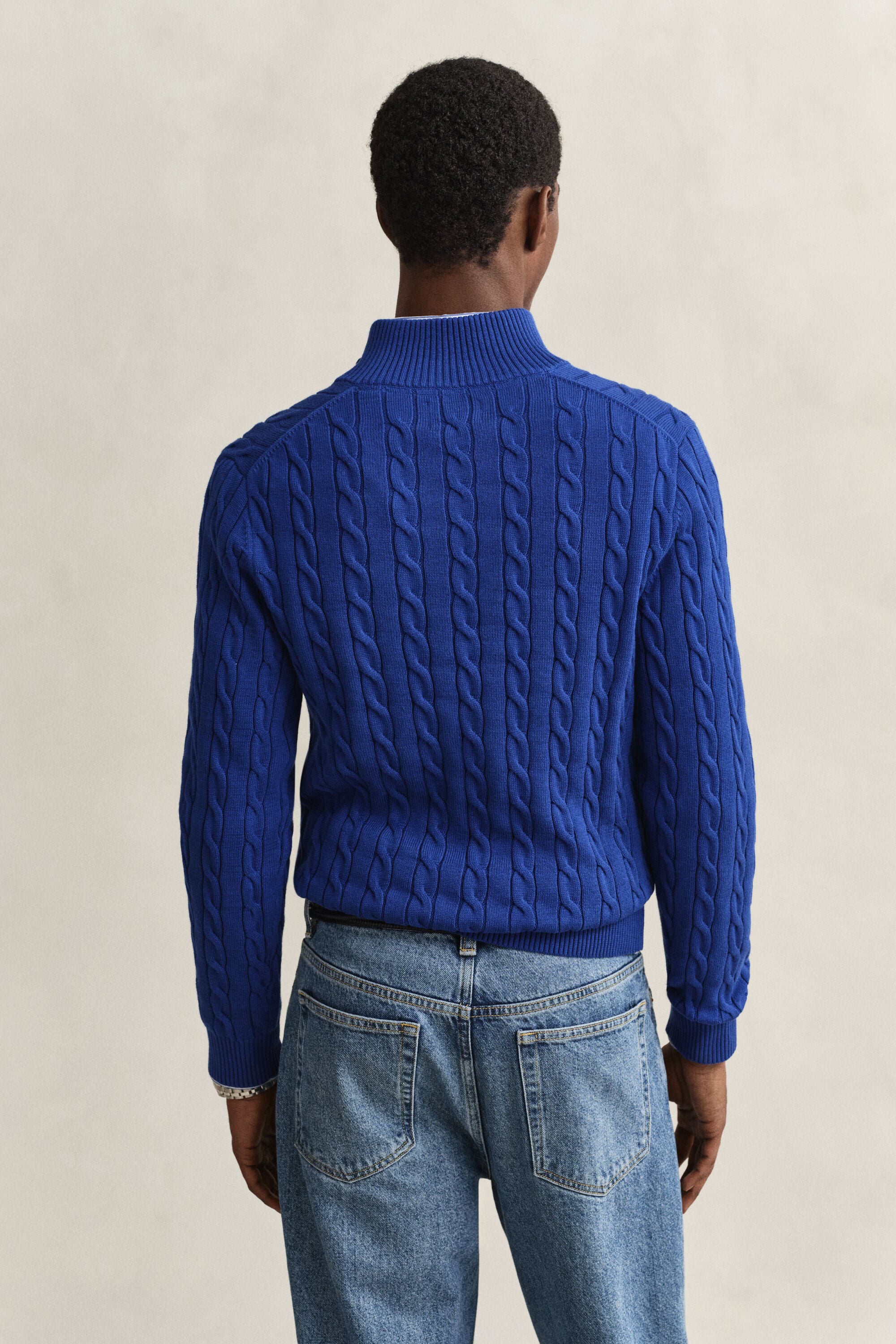 Cotton Cable Knit Half-Zip Sweater