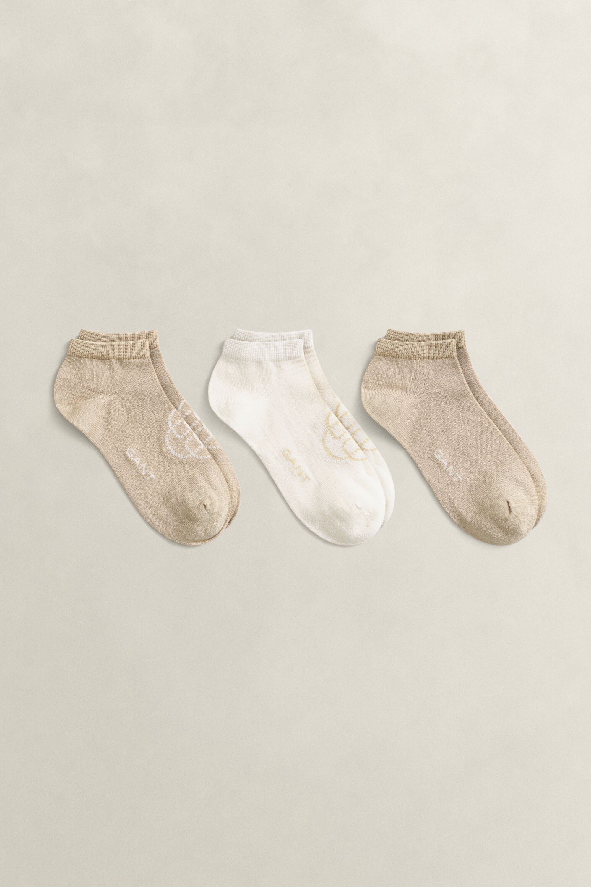 3-Pack Monogram & Solid Ankle Socks