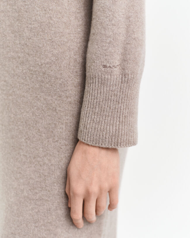 Herringbone Detail Turtleneck Dress