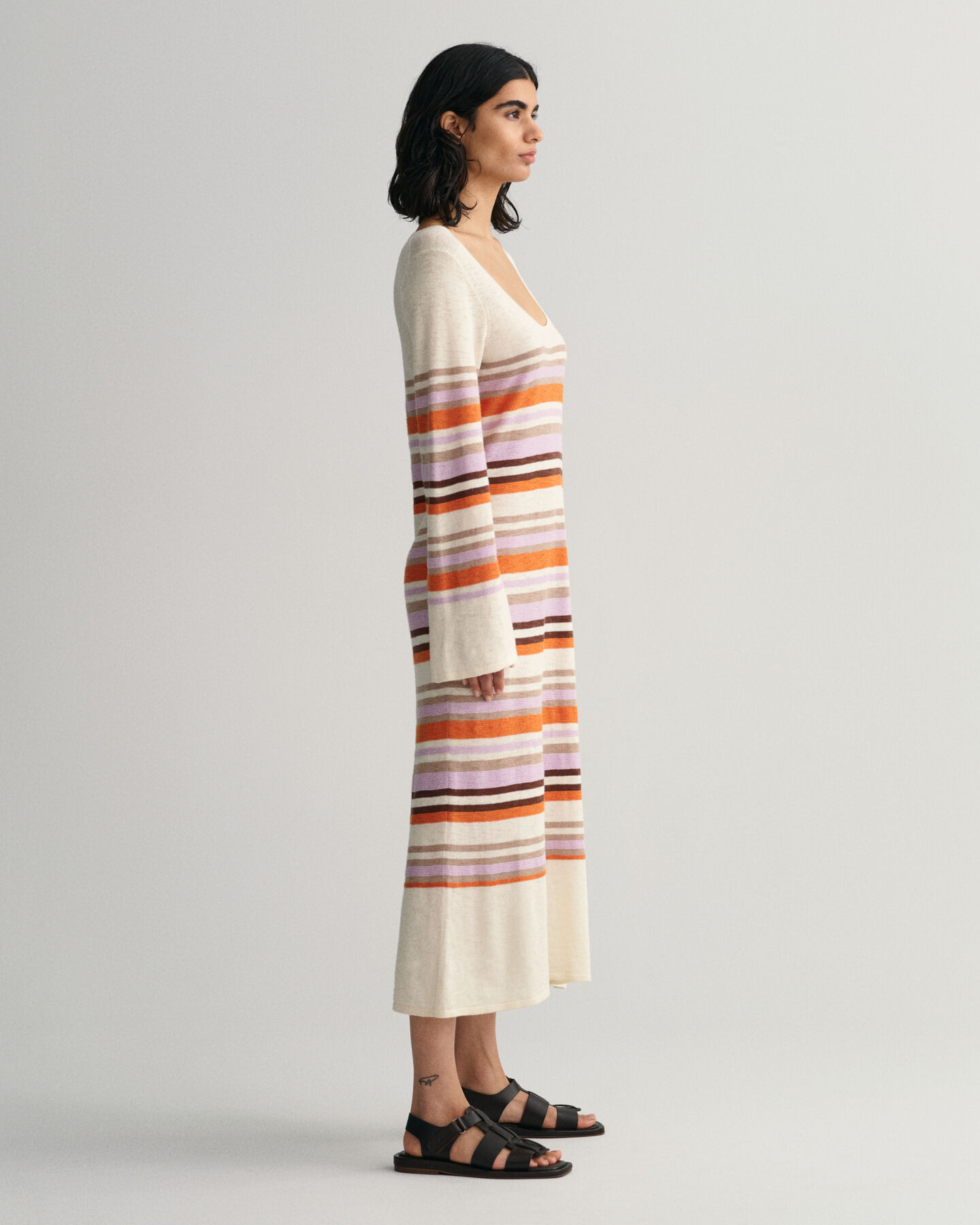 Multi Stripe Crew Neck Dress