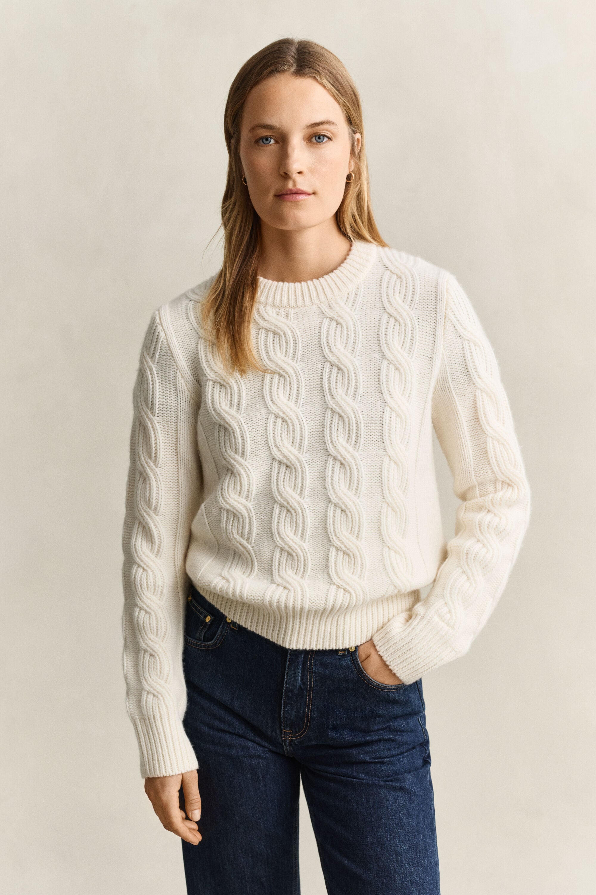 Wool Blend Cable Knit Sweater