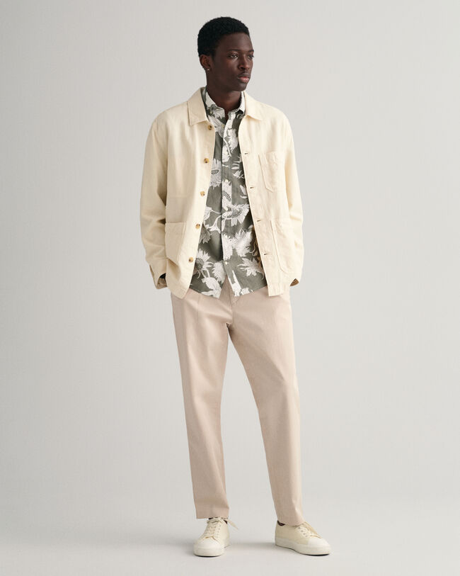 Regular Fit Sunflower Print Cotton Linen Shirt