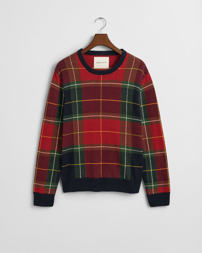 Checked Crew Neck Sweater
