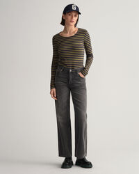 Striped Long Sleeve Ribbed T-Shirt