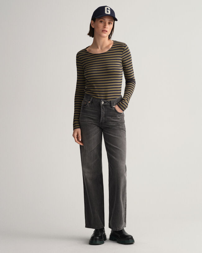 Striped Long Sleeve Ribbed T-Shirt