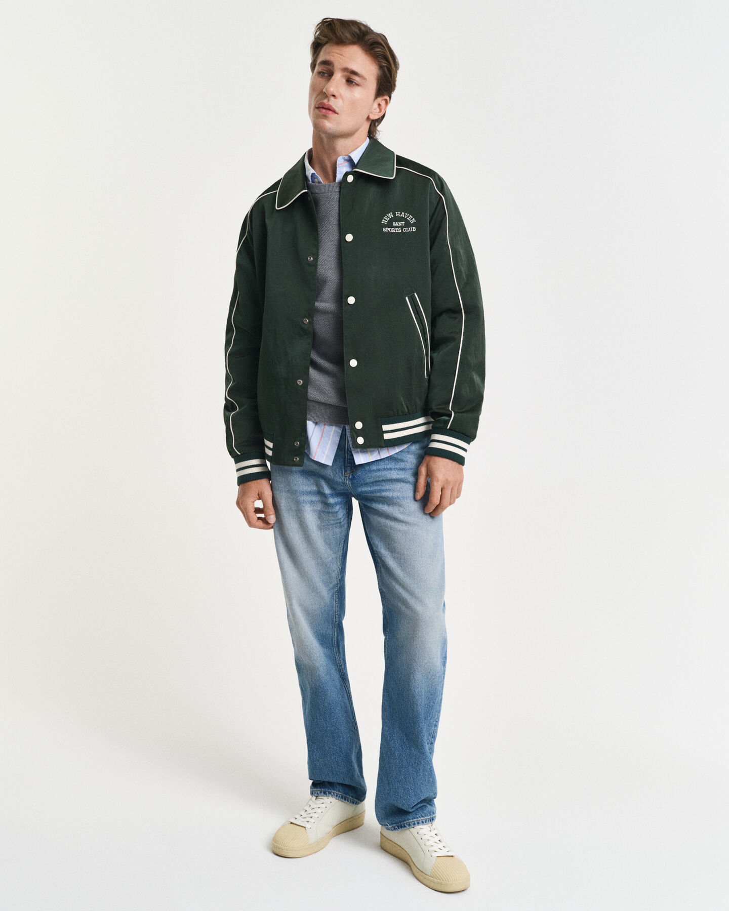 Cotton Piqué Crew Neck Sweater