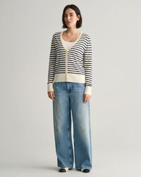 Fine Knit Striped Cardigan