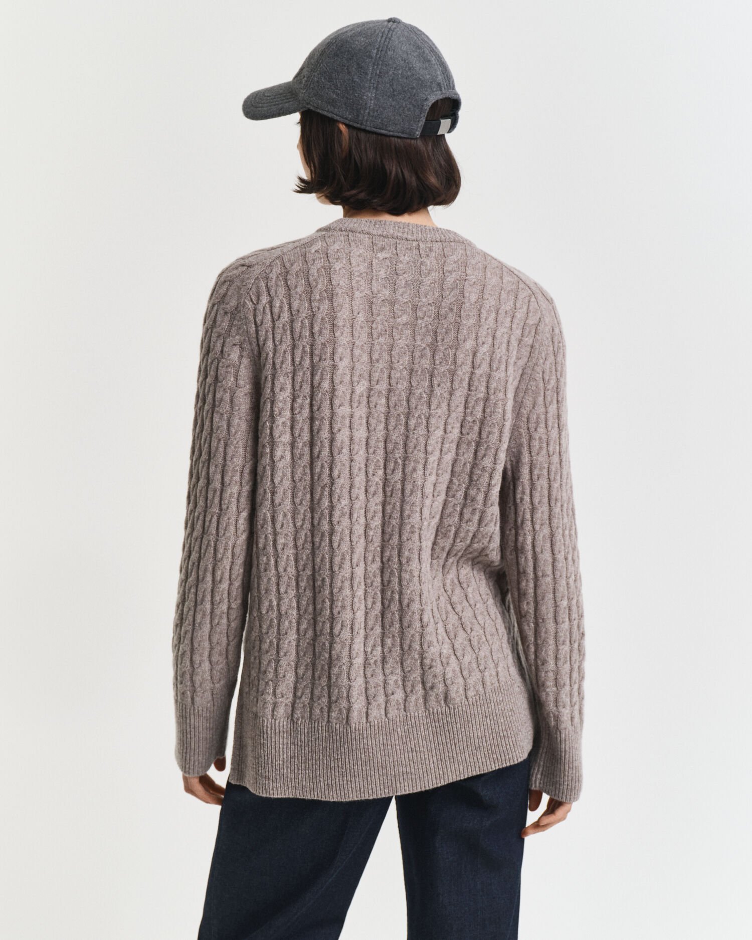Wool Cable Knit Crew Neck Sweater