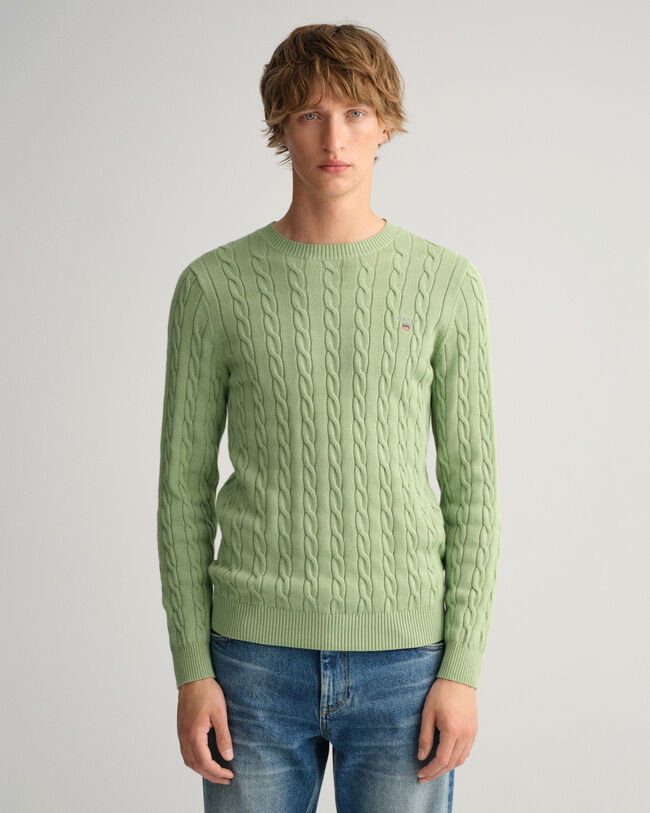 Aran Sweater Market Men's Cable Knit Crew Neck Sweater