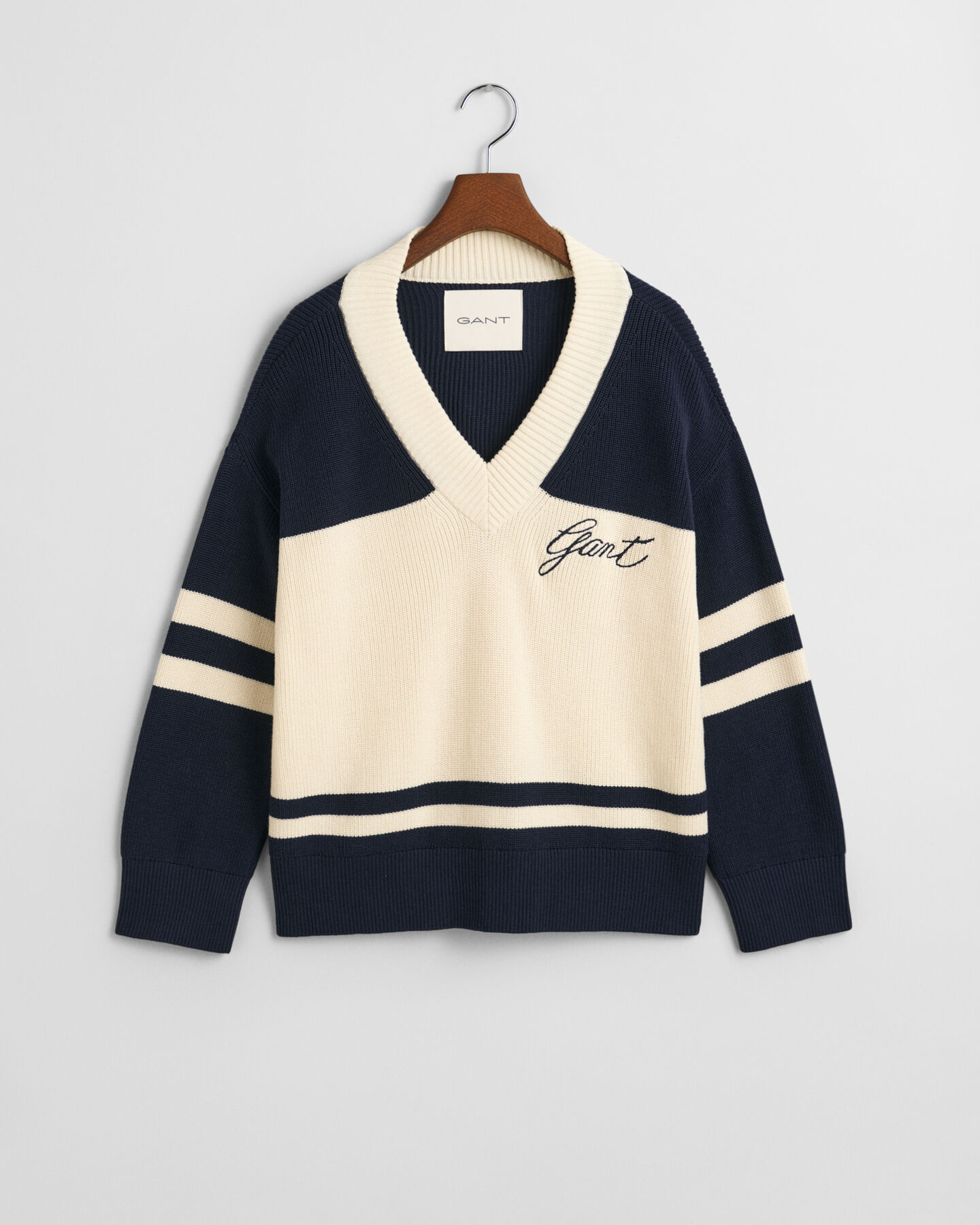 GANT Varsity Cotton V-Neck Sweater
