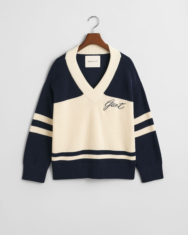 GANT Varsity Cotton V-Neck Sweater