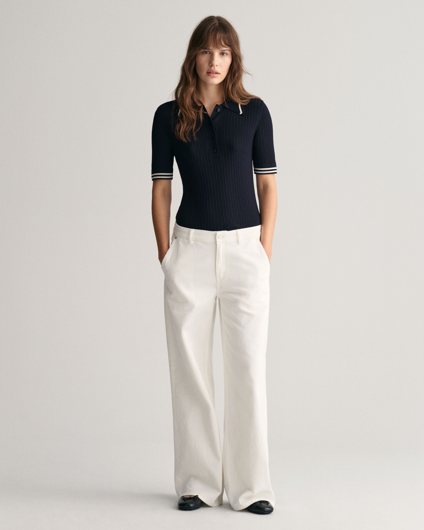 Mini Cable Knit Polo Sweater