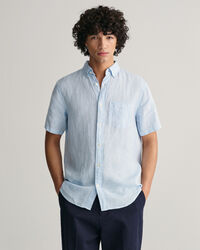 Regular Fit Houndstooth Linen Short Sleeve Shirt