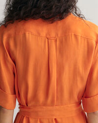 Flap Pocket Short Sleeve Shirt Dress