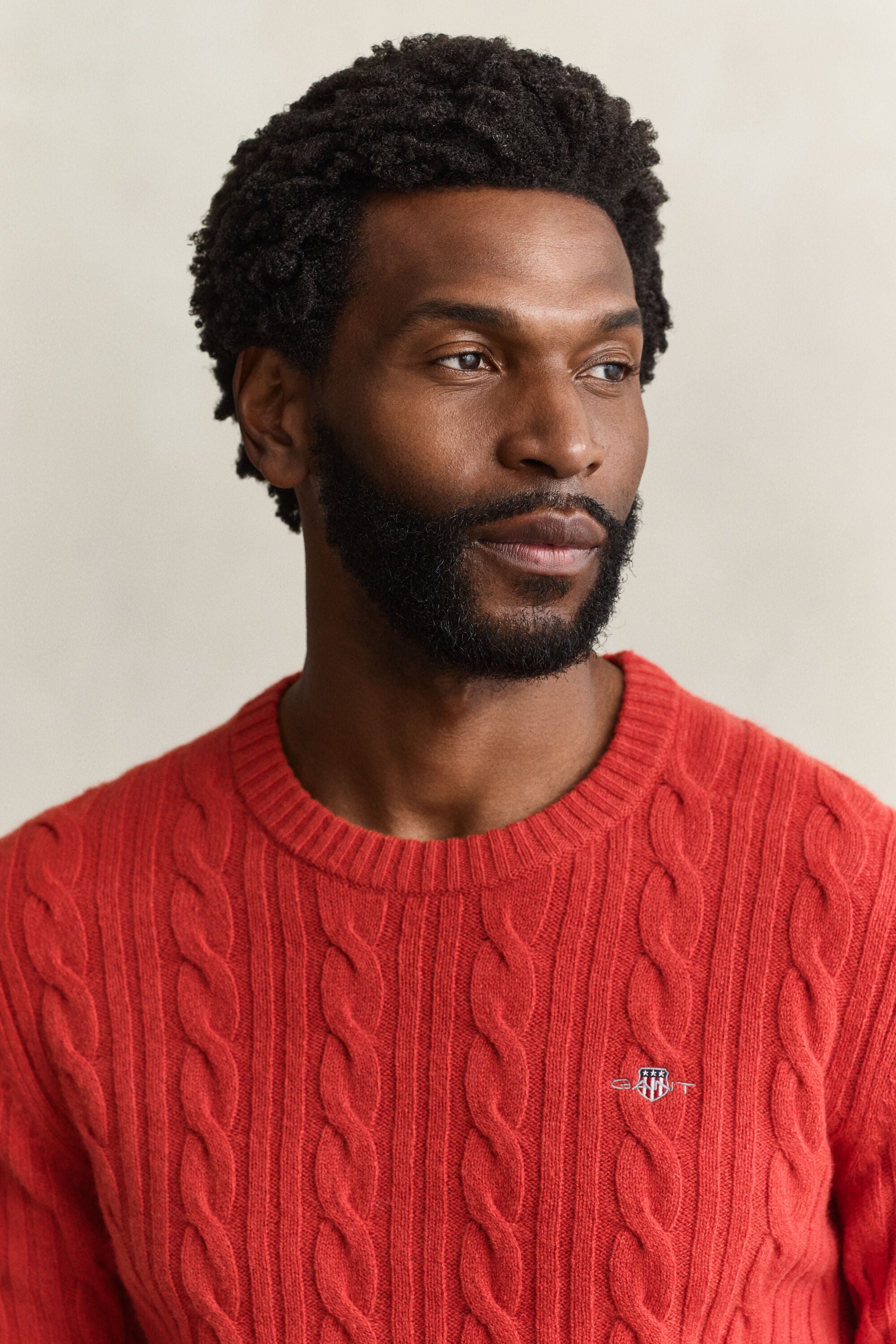 Lambswool Cable Knit Crew Neck Sweater