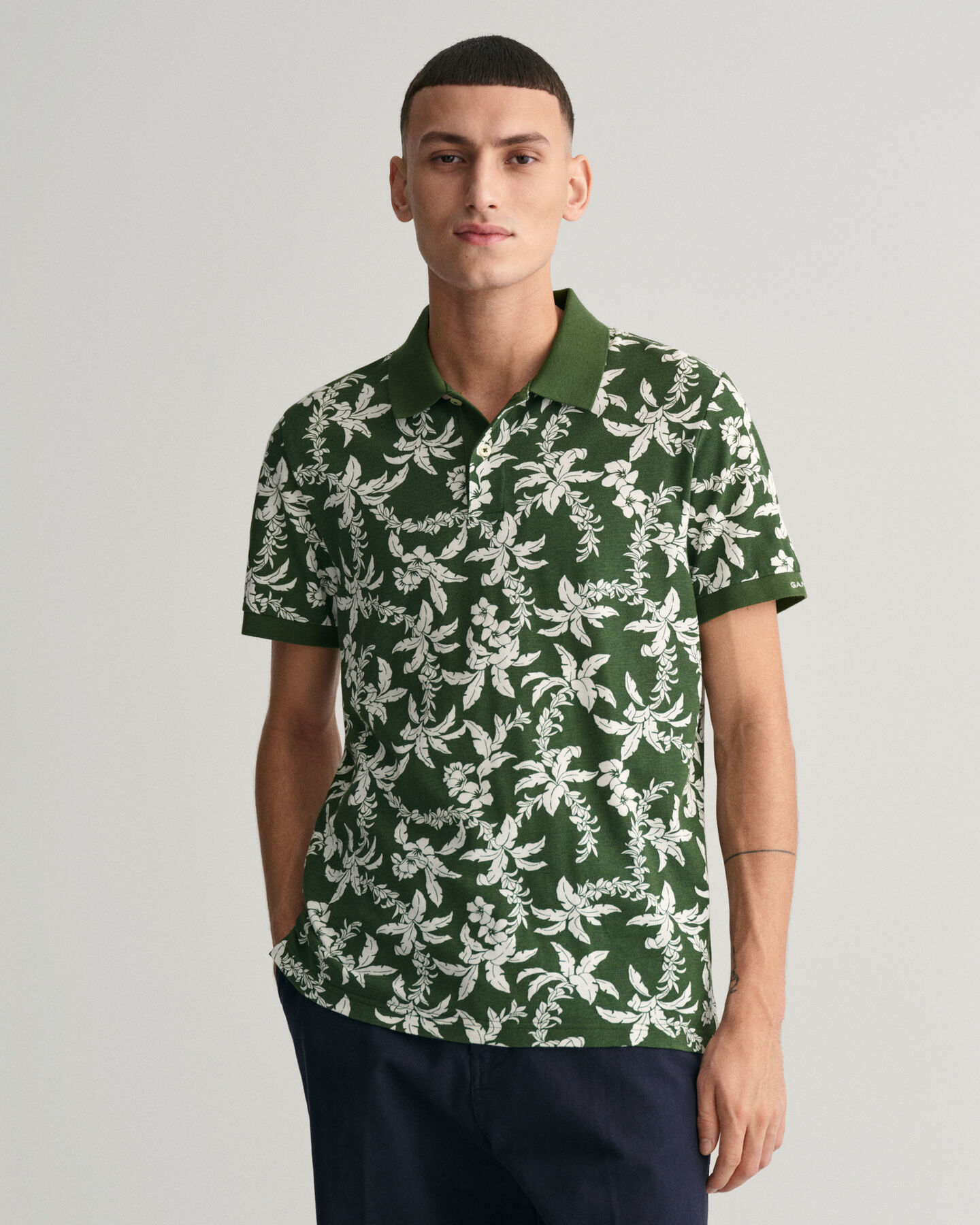 Palm Lei Print Piqu&eacute; Polo Shirt