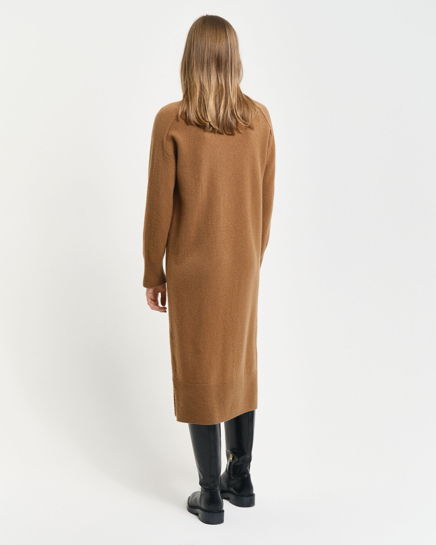 Herringbone Detail Turtleneck Dress