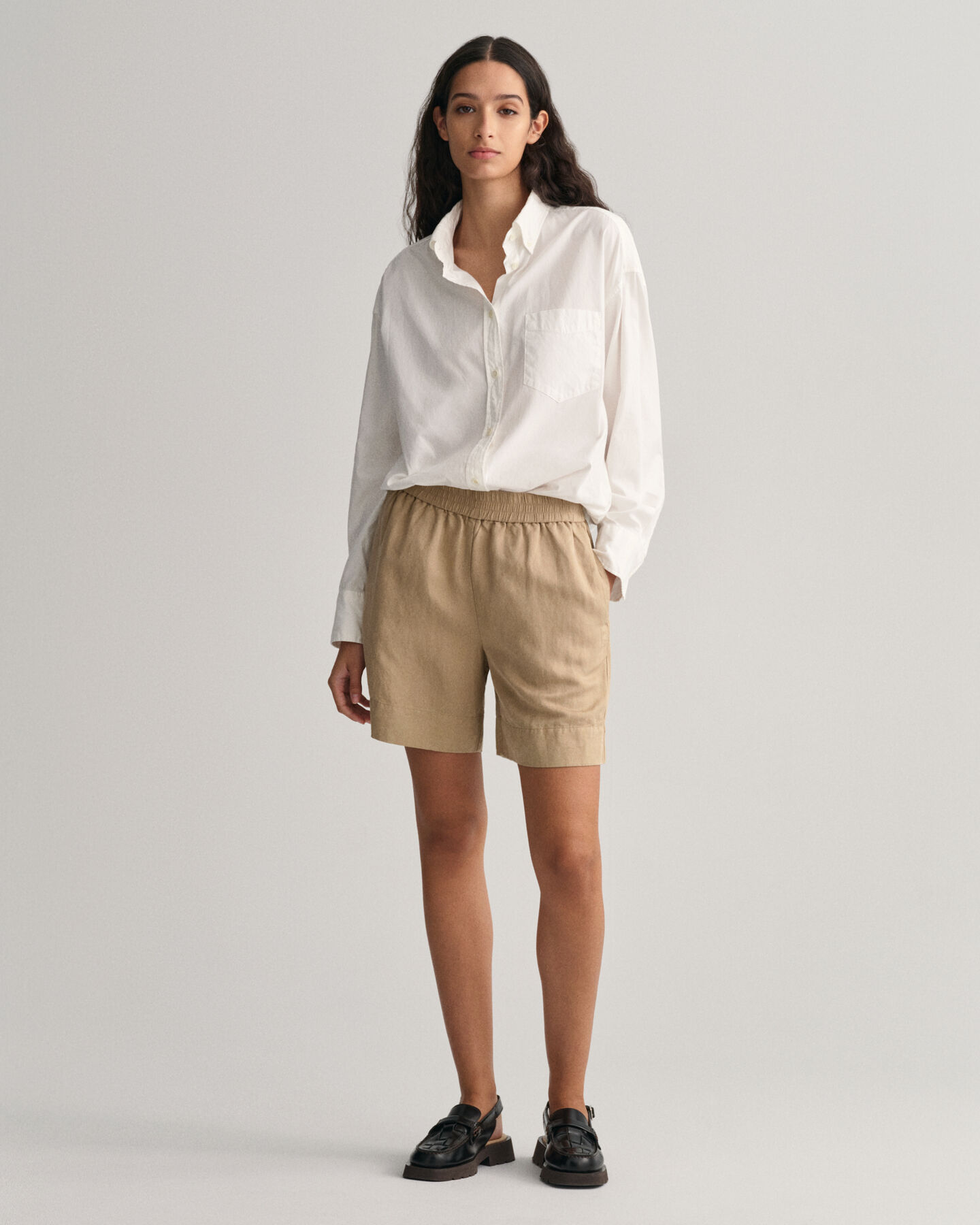 Linen Viscose Pull-On Shorts