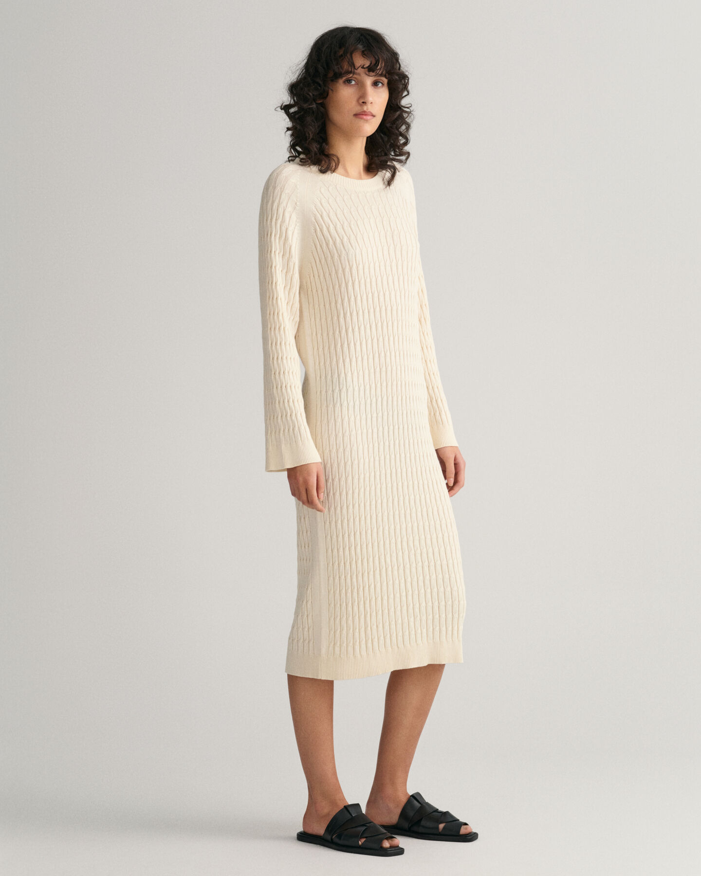 Cable Knit Crew Neck Dress