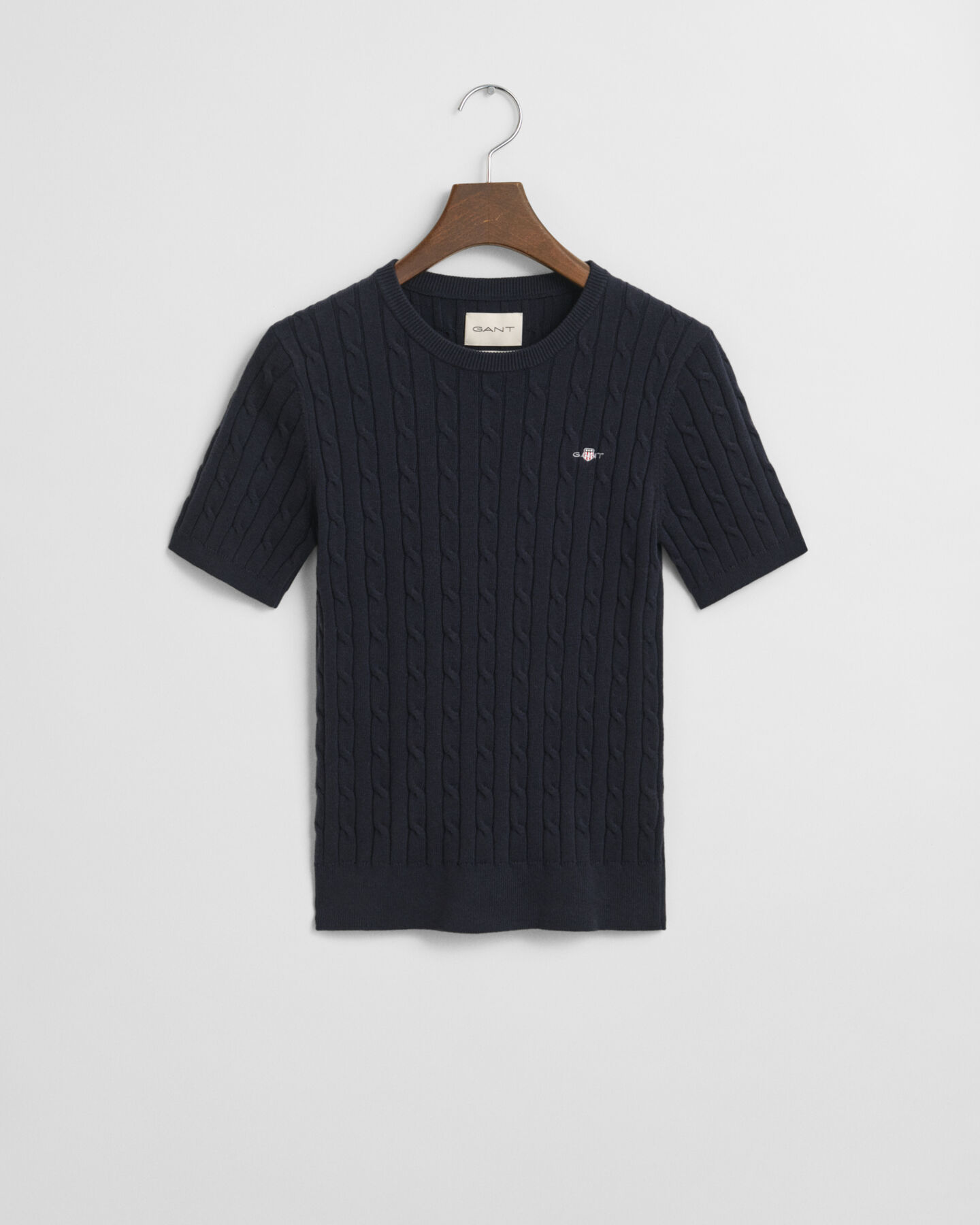 Stretch Cotton Cable Knit Sweater