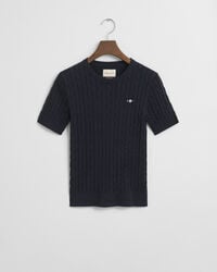 Stretch Cotton Cable Knit Sweater