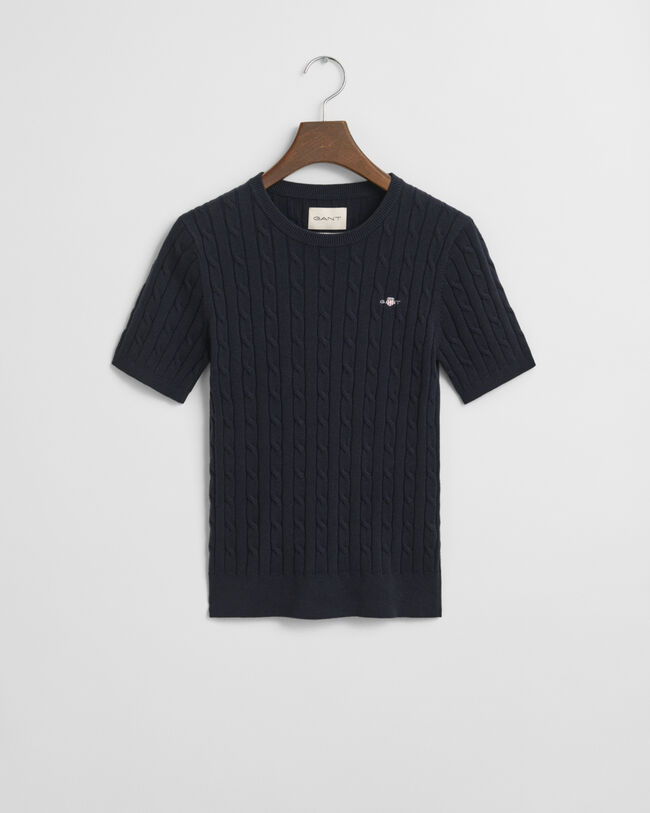 Stretch Cotton Cable Knit Sweater