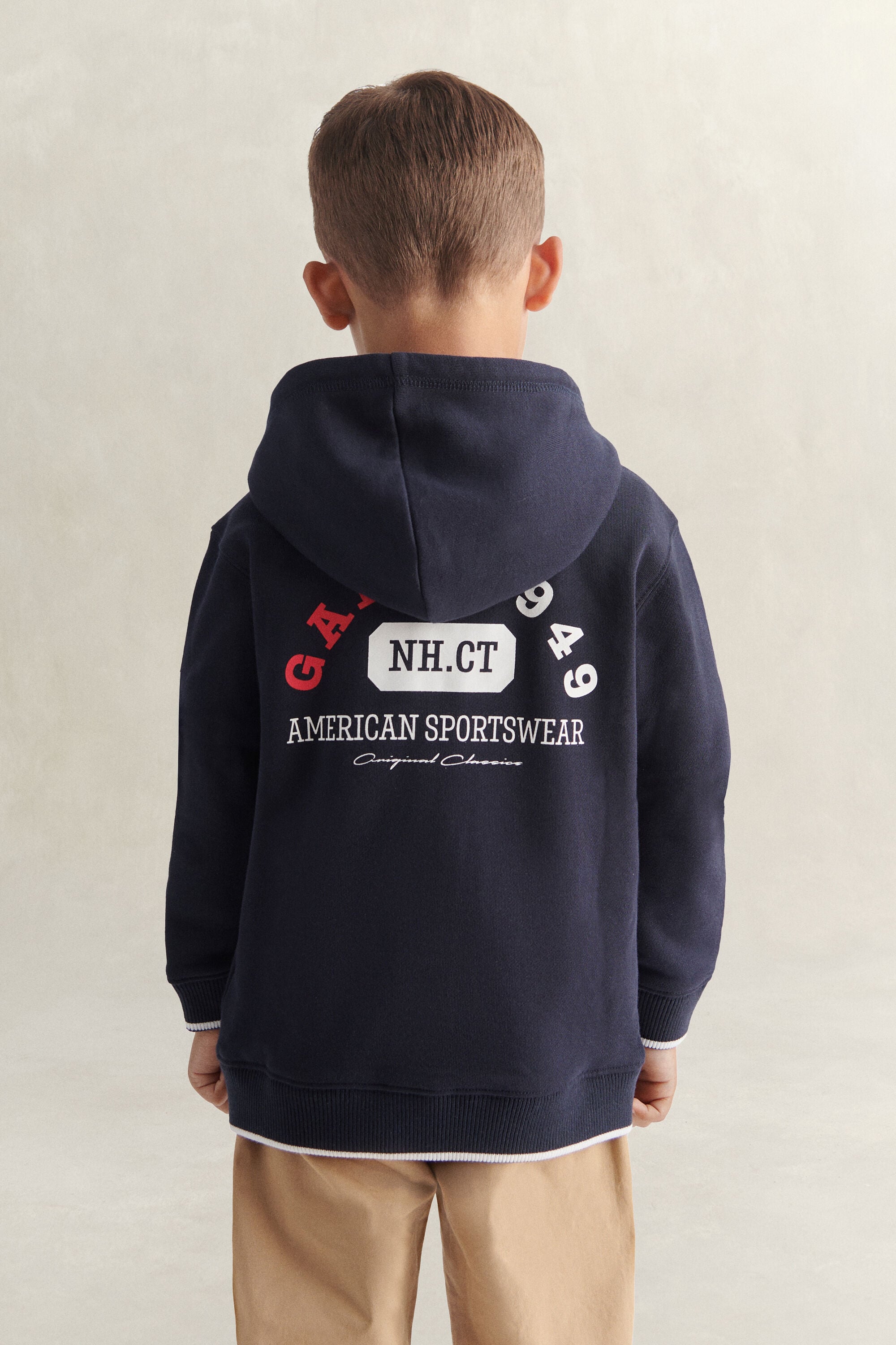 Boys Collegiate Graphic Zip Hoodie — EVENING BLUE