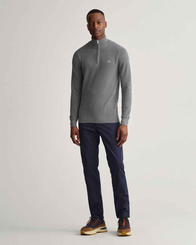 Cotton Piqu&eacute; Half-Zip Sweater