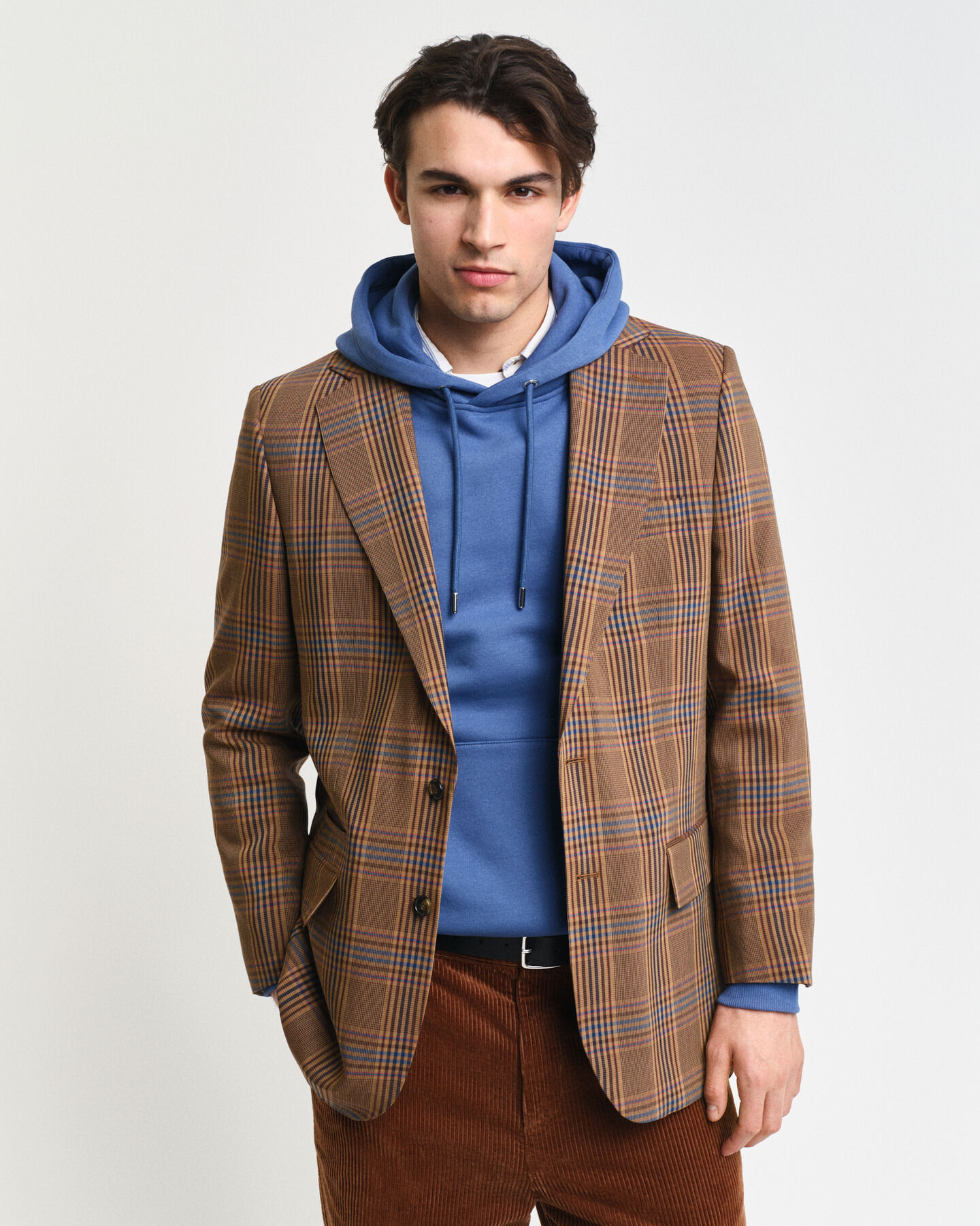 Relaxed Fit Checked Wool Blazer