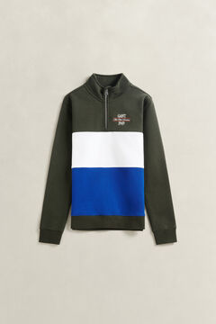 Teen Boys Color Block Half-Zip Sweatshirt — DARK MOSS GREEN 2