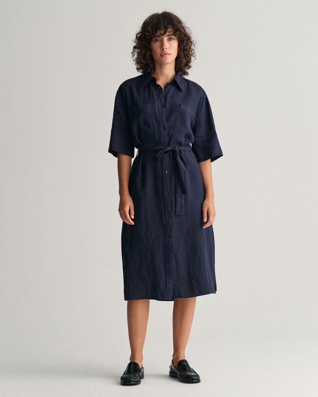 Linen Short Sleeve Shirt Dress