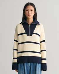 Breton Striped Half-Zip Sweater