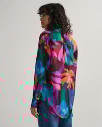 Relaxed Fit Floral Print Cotton Silk Shirt
