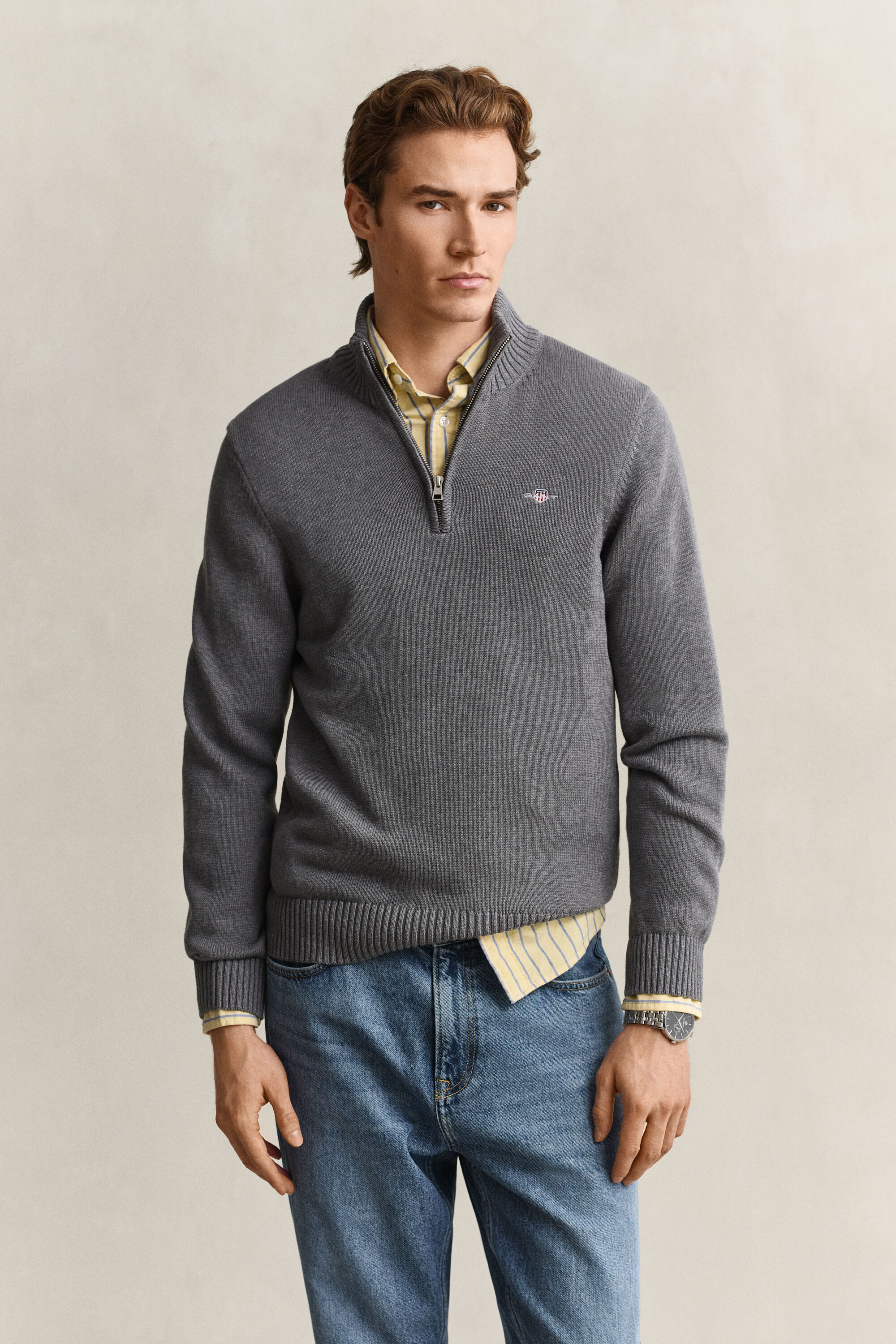 Casual Cotton Half-Zip Sweater