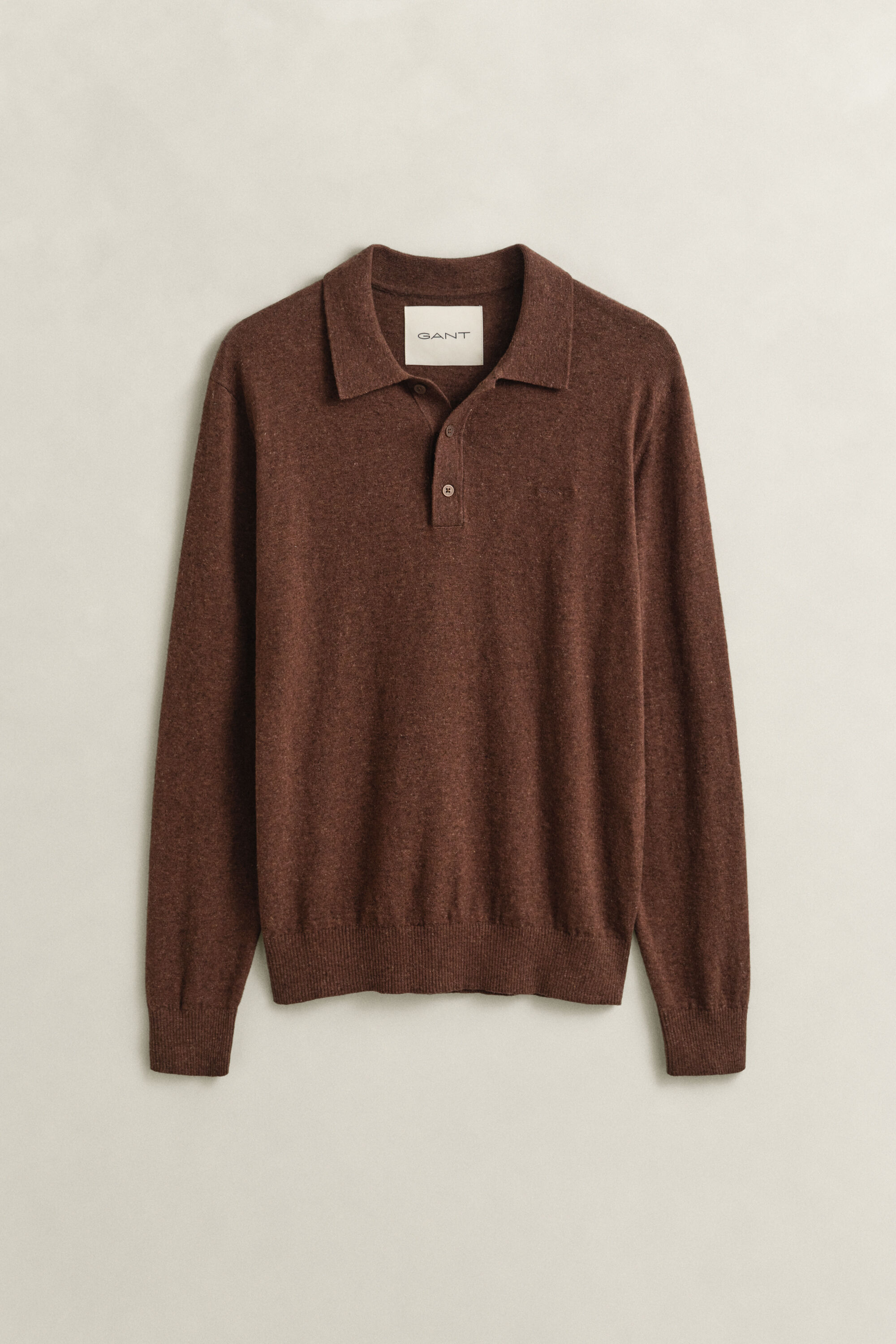 Slub Cotton Blend Polo Sweater