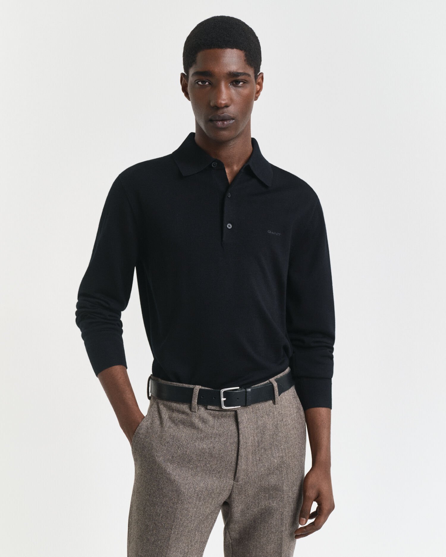 Extra Fine Merino Wool Polo Sweater