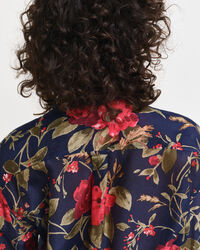 Relaxed Fit Rose Print Cotton Silk Shirt