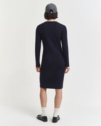Stretch Cotton Cable Knit Crew Neck Dress